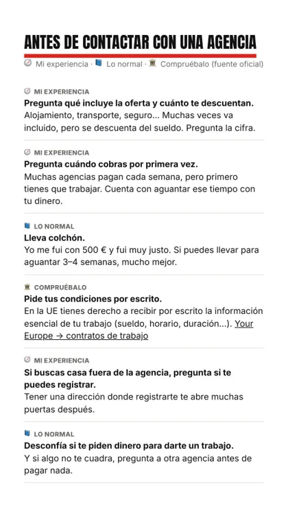 Página real del PDF: consejos antes de contactar